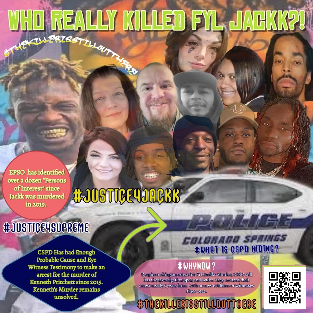 Campaign graphic raising questions about possible alternative suspects; QR code links to campaign petition