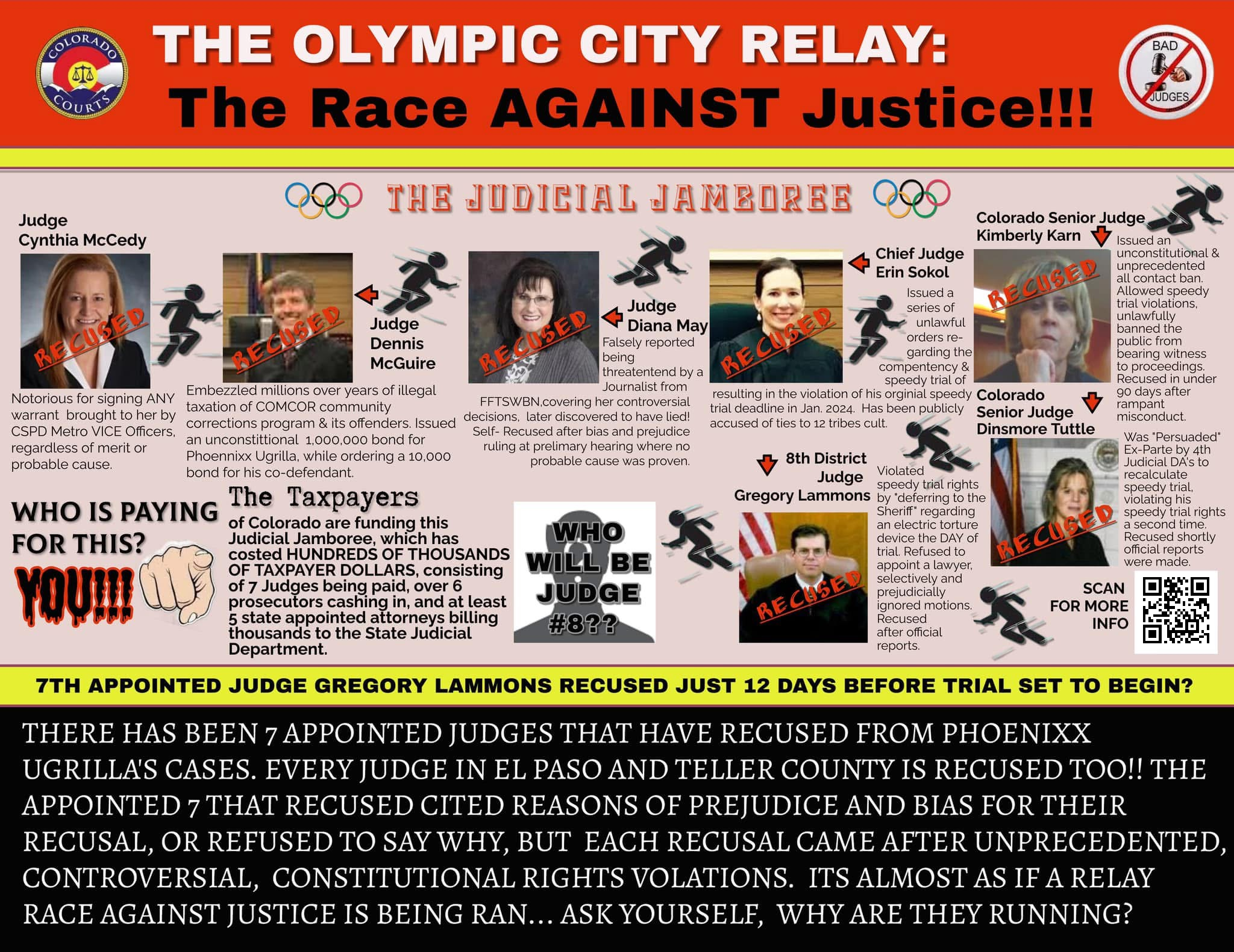 Olympic City Relay campaign infographic with QR code linking directly to the petition